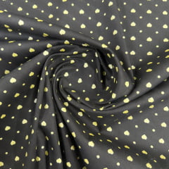 Tricoline  Coração Preto  Com Dourado