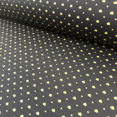 Tricoline  Coração Preto  Com Dourado