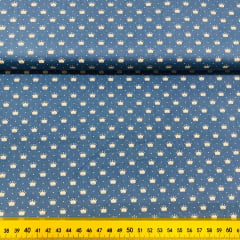 Tricoline Coroa Mini Azul Antigo Tricoline Coroa Mini Azul Antigo