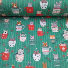 Tricoline De Natal Pets Fundo Verde