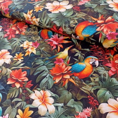 Tricoline Digital 3D Floral Papagaios 