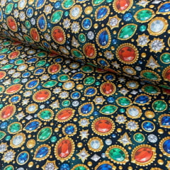 Tricoline Digital 3D Flores Rosa e Verde 