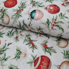 Tricoline Digital Enfeites De Natal Fundo Bege