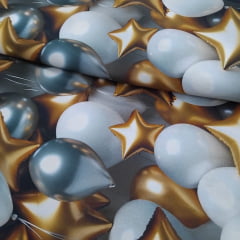 Tricoline Digital Balões Dourado