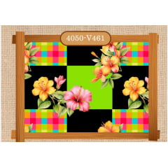 Tricoline Digital   Hibisco Grid Color Junino