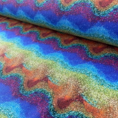 Tricoline Digital Ondas Purpurina Colorida