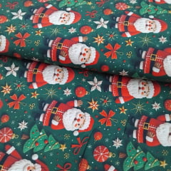 Tricoline Digital Papai Noel Fundo Verde