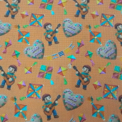 Tricoline Digital Sao Joao  Fundo Laranja