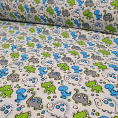 Tricoline Dinossauros Verde e Azul Tricoline Dinossauros Verde e Azul