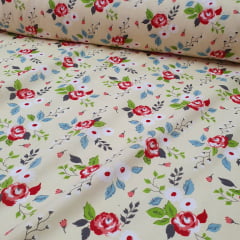 Tricoline Floral Bege Tricoline Floral Bege