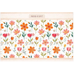Tricoline Floral fundo Branco Tricoline Floral fundo Branco
