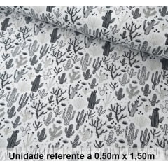 Tricoline Cacto Preto e Branco Tricoline Cacto Preto e Branco