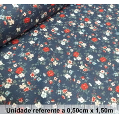 Tricoline Floral Azul Marinho Tricoline Floral Azul Marinho