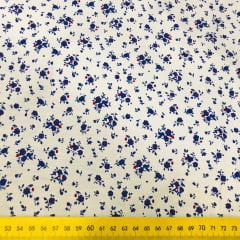 Tricoline Floral Liberty Branco e Azul Tricoline Floral Liberty Branco e Azul