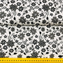 Tricoline Floral Preto e Branco Tricoline Floral Preto e Branco