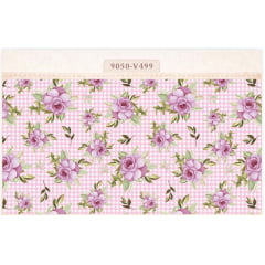 Tricoline Floral Rosas Fundo Xadrez Tricoline Floral Rosas Fundo Xadrez