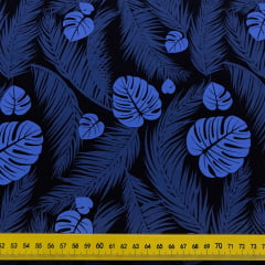 Tricoline Folhas Grandes Azul Marinho Tricoline Folhas Grandes Azul Marinho