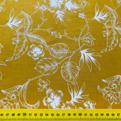 Tricoline Grandes Folhas Amarelo Tricoline Grandes Folhas Amarelo