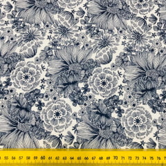 Tricoline Grandes Folhas Azul Tricoline Grandes Folhas Azul