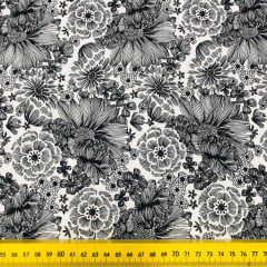 Tricoline Grandes Folhas Preto Tricoline Grandes Folhas Preto