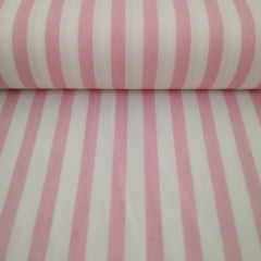 Tricoline Listrado Rosa Bebê