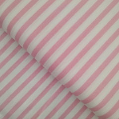 Tricoline Listrado Rosa Bebê