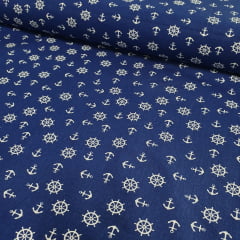 Tricoline Náutico Ancoras Azul Tricoline Náutico Ancoras Azul