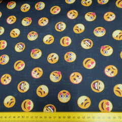 Tricoline Emojis Preto Grande Tricoline Emojis Preto Grande