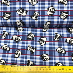Tricoline Panda Xadrez Azul Tricoline Panda Xadrez Azul