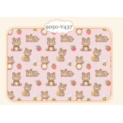 Tricoline Urso Fundo  Rosa