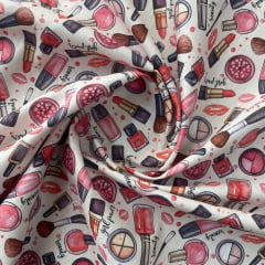 Tricoline Maquiagem Fundo Rosa 