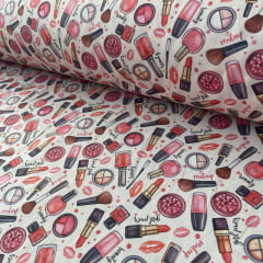 Tricoline Maquiagem Fundo Rosa 