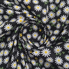 Tricoline Margarida e Abelha Fundo Preto