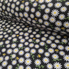 Tricoline Margarida e Abelha Fundo Preto