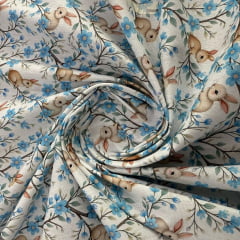 Tricoline Páscoa Coelho Florzinha Azul