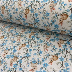 Tricoline Páscoa Coelho Florzinha Azul