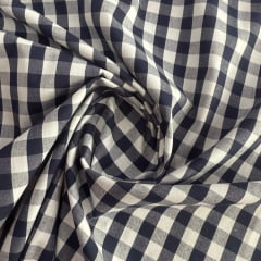 Tricoline Xadrez 1cm Fio Tinto P Azul Marinho