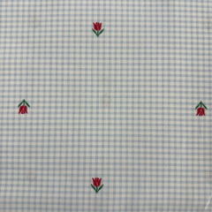 Tricoline Xadrez Azul BB  com Florzinhas 