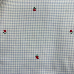 Tricoline Xadrez Azul BB  com Florzinhas 