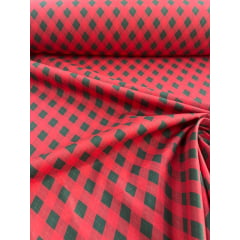 Tricoline Xadrez  Natal Vermelho com Verde 