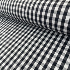 Tricoline Xadrez 1cm Fio Tinto P Preto