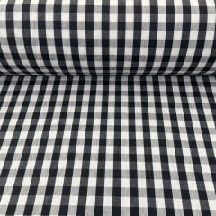 Tricoline Xadrez 1cm Fio Tinto P Preto