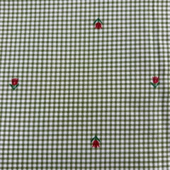 Tricoline Xadrez Verde com Florzinhas