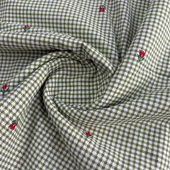 Tricoline Xadrez Verde com Florzinhas