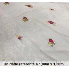 Tule Bordado Bege Floral Tule Bordado Bege Floral
