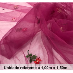 Tule Bordado Rosa Floral Tule Bordado Rosa Floral