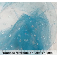 Tule com Gotas Azul Tule com Gotas Azul