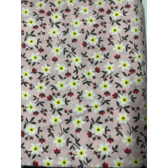 Viscose Estampada Flor Fundo Rosa corte 10 metros Viscose Estampada Flor Fundo Rosa corte 10 metros