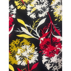 Viscose Estampada Floral Fundo Preto corte 10 metros Viscose Estampada Floral Fundo Preto corte 10 metros