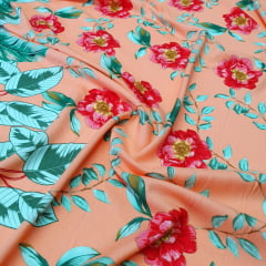 Viscose Laranja Rosas Vermelhas Viscose Laranja Rosas Vermelhas